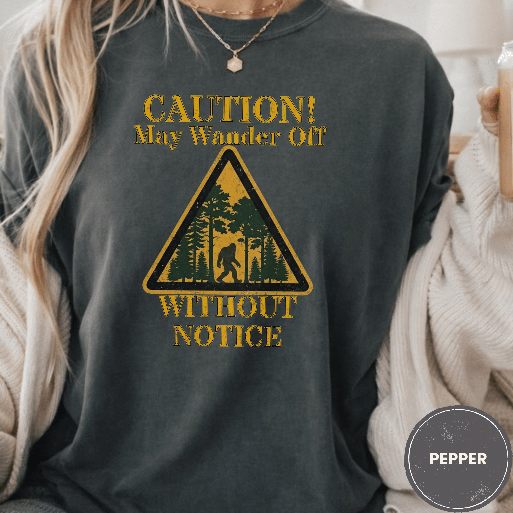 Comfort Colors® Caution May Wander Off Without Notice Tee - Deadpan Outdoors Co.