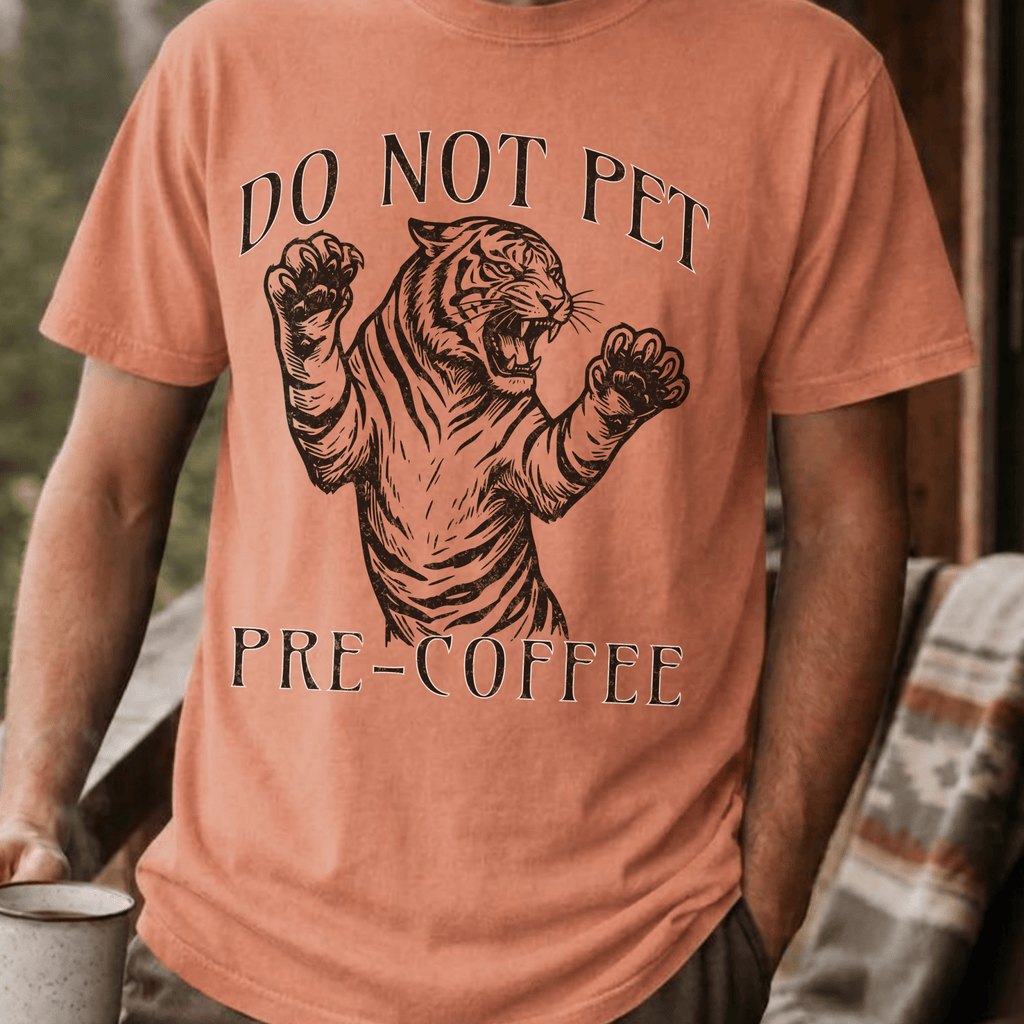 Funny Tiger Coffee Shirt, Do Not Pet Pre Coffee Tee, Sarcastic Coffee Lover Gift, Tiger Lover Shirt, Introvert Coffee Gift for Her