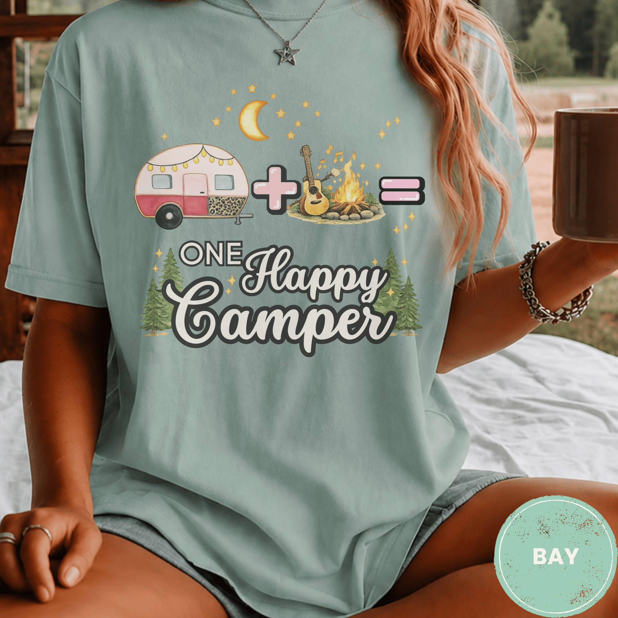 Comfor Colors® Campfire Plus Songs Equals One Happy Camper Tee - Deadpan Outdoors Co.