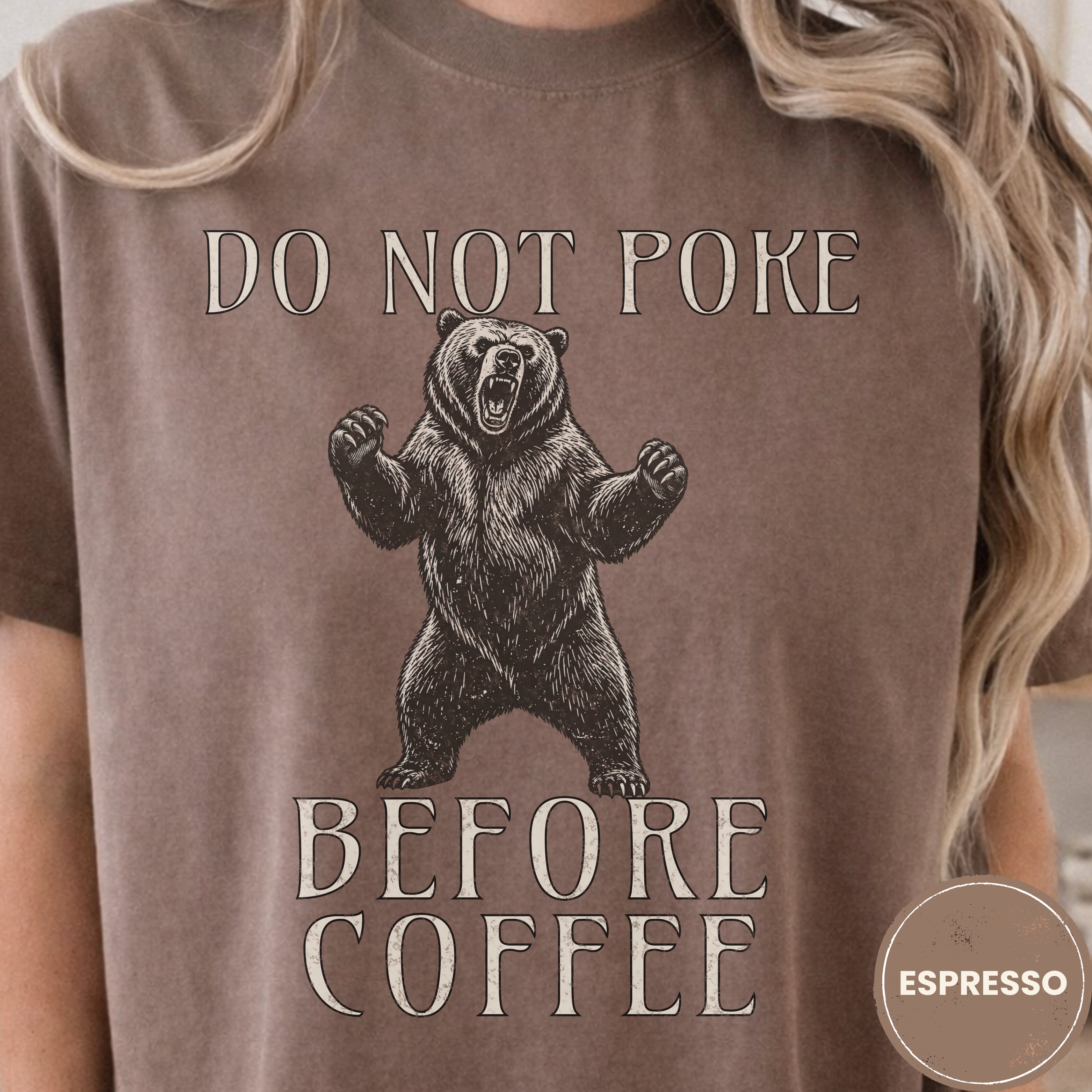 Funny Bear Coffee Shirt, Do Not Poke Before Coffee Tee, Grumpy Morning Gift for Him, Sarcastic Coffee Lover Gift, Camping Shirt