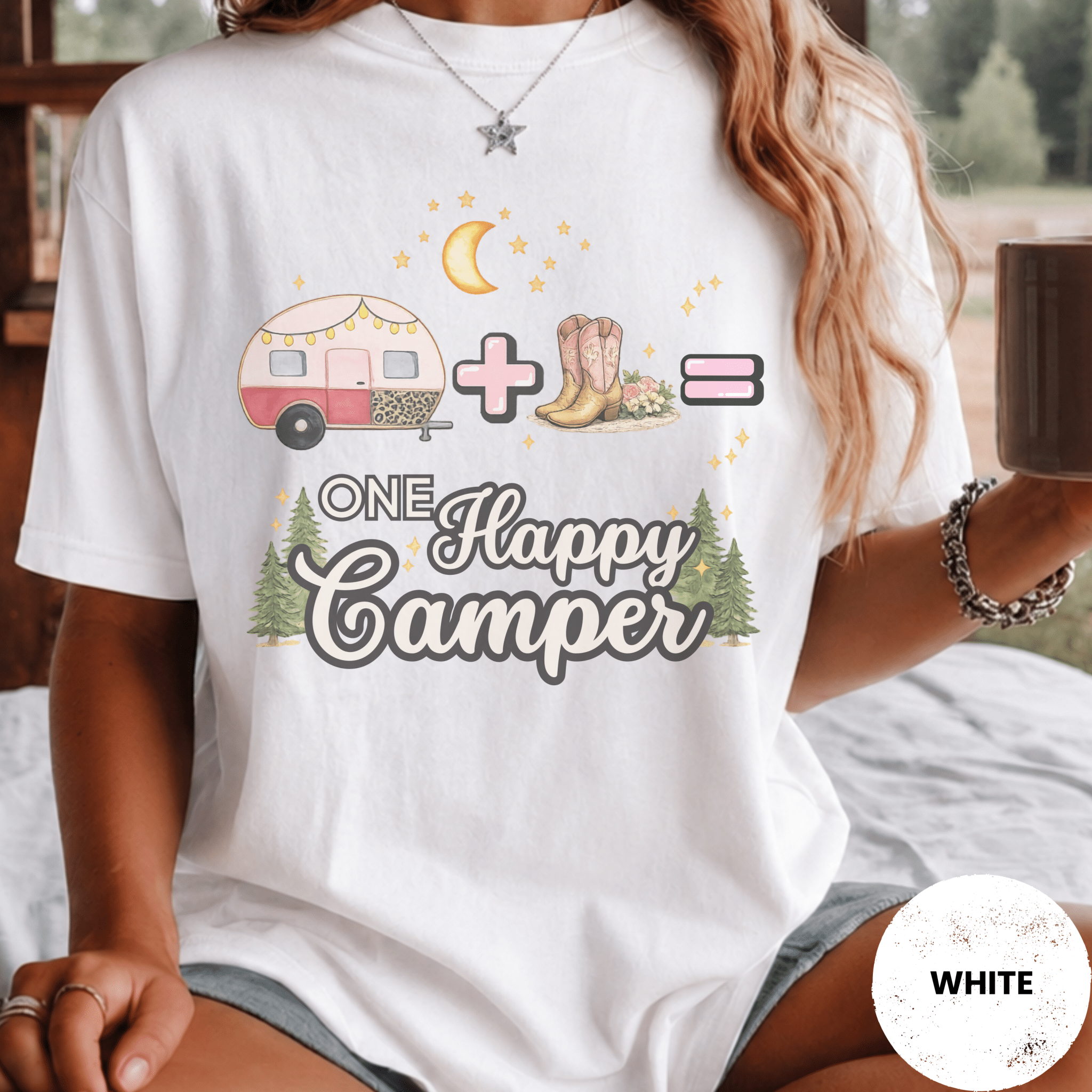 Comfort Colors® Trailer Plus Cowboy Boots Equals One Happy Camper Tee - Deadpan Outdoors Co.