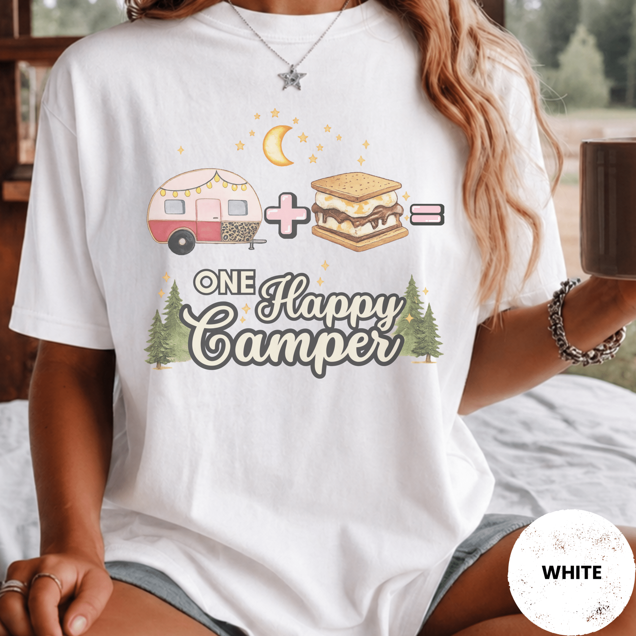 Comfort Colors® Trailer Plus S'Mores Equals One Happy Camper Tee - Deadpan Outdoors Co.
