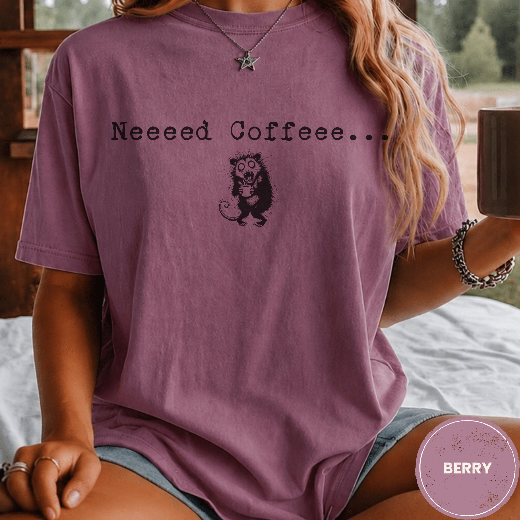 Funny Possum Coffee Shirt, Need Coffee Shaky Possum Tee, Caffeine Addict Gift, Sarcastic Coffee Lover Gift, Tired Mom Coffee Shirt - Deadpan Outdoors Co.