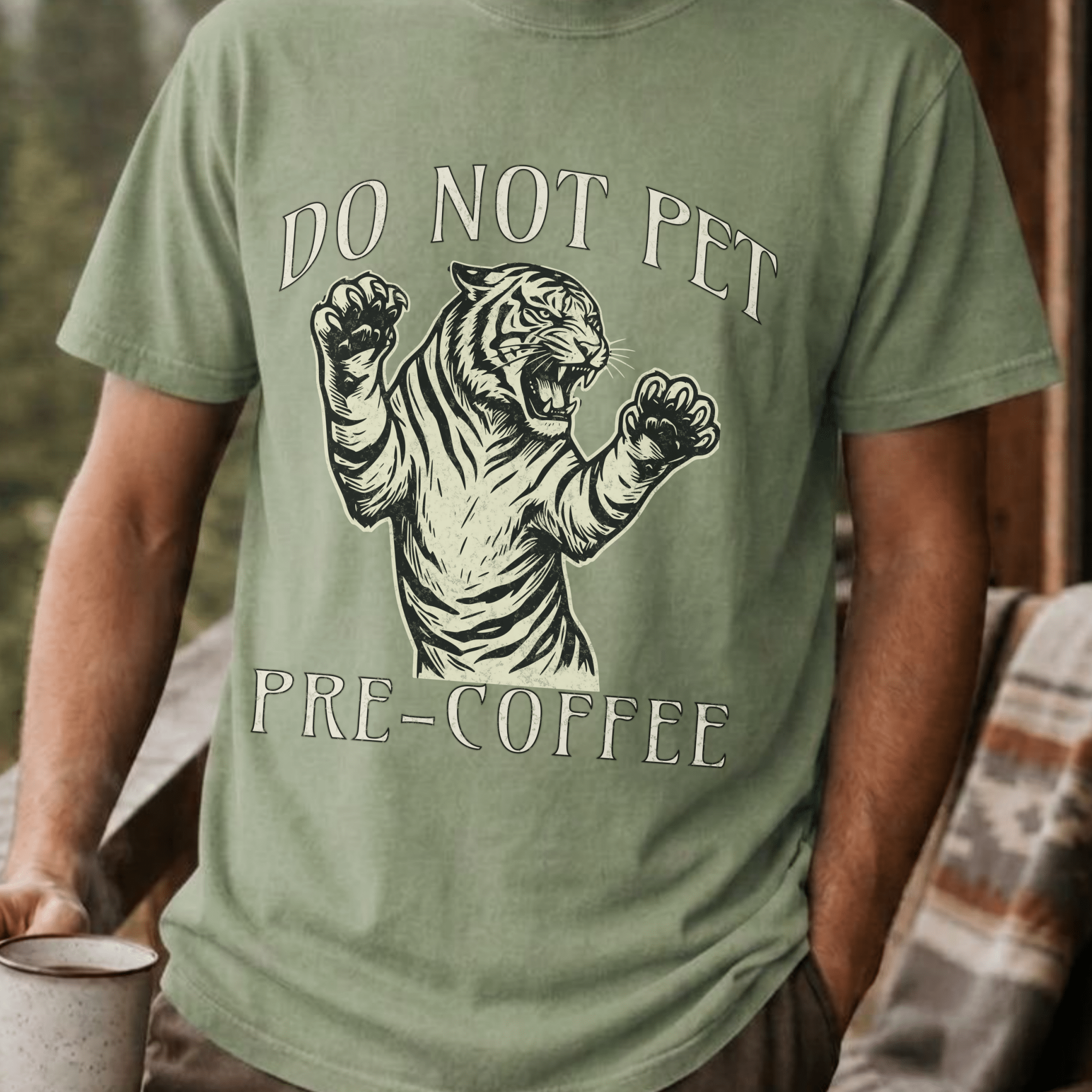 Funny Tiger Coffee Shirt, Do Not Pet Pre Coffee Tee, Sarcastic Coffee Lover Gift, Tiger Lover Shirt, Introvert Coffee Gift for Her
