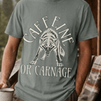 Funny Wolf Coffee Shirt, Caffeine or Carnage Tee, Sarcastic Coffee Lover Gift for Him, Wolf Lover Shirt, Not a Morning Person Gift - Deadpan Outdoors Co.