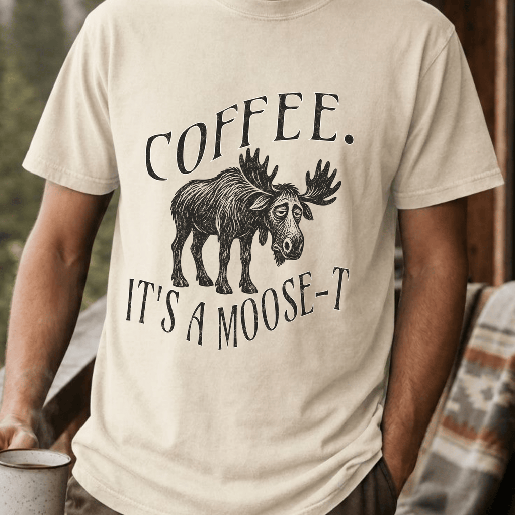 Funny Moose Coffee Shirt, Coffee Its A Moose-T Tee, Moose Lover Gift, Sarcastic Coffee Lover Gift, Camping Outdoors Coffee Shirt - Deadpan Outdoors Co.
