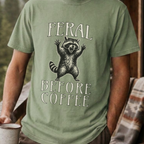 Funny Raccoon Coffee Shirt, Feral Until Coffee Tee, Trash Panda Gift, Sarcastic Coffee Lover Gift for Her, Chaotic Morning Shirt