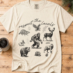 Respect The Locals Bigfoot Shirt, Funny Sasquatch Forest Tee, Woodland Animal Nature Lover Gift, Hiking Shirt, PNW Outdoors Tee