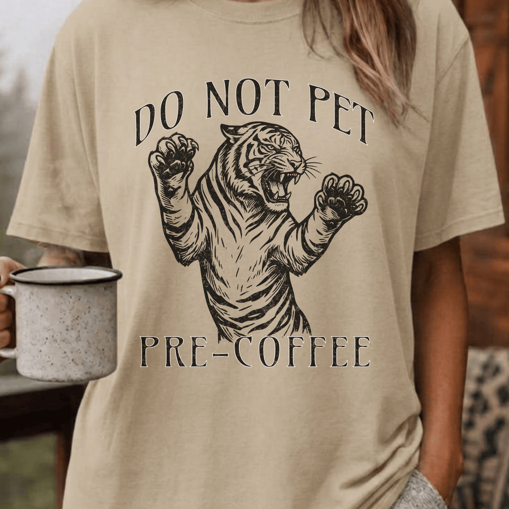 Funny Tiger Coffee Shirt, Do Not Pet Pre Coffee Tee, Sarcastic Coffee Lover Gift, Tiger Lover Shirt, Introvert Coffee Gift for Her