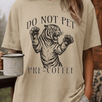 Funny Tiger Coffee Shirt, Do Not Pet Pre Coffee Tee, Sarcastic Coffee Lover Gift, Tiger Lover Shirt, Introvert Coffee Gift for Her
