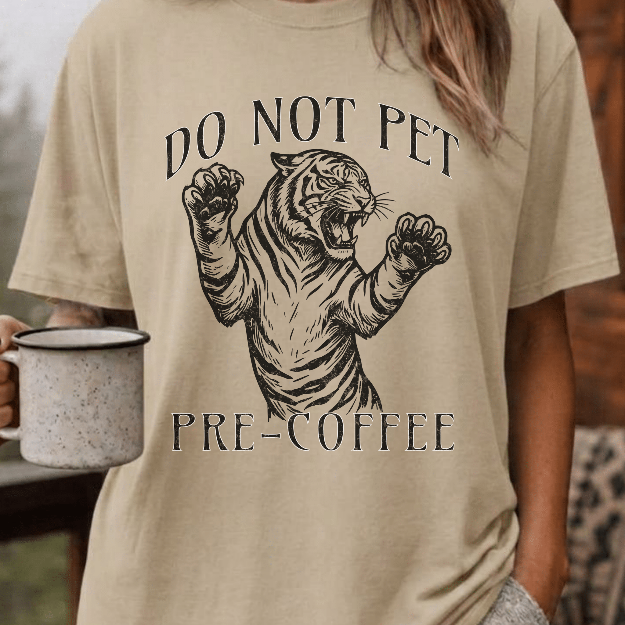 Funny Tiger Coffee Shirt, Do Not Pet Pre Coffee Tee, Sarcastic Coffee Lover Gift, Tiger Lover Shirt, Introvert Coffee Gift for Her