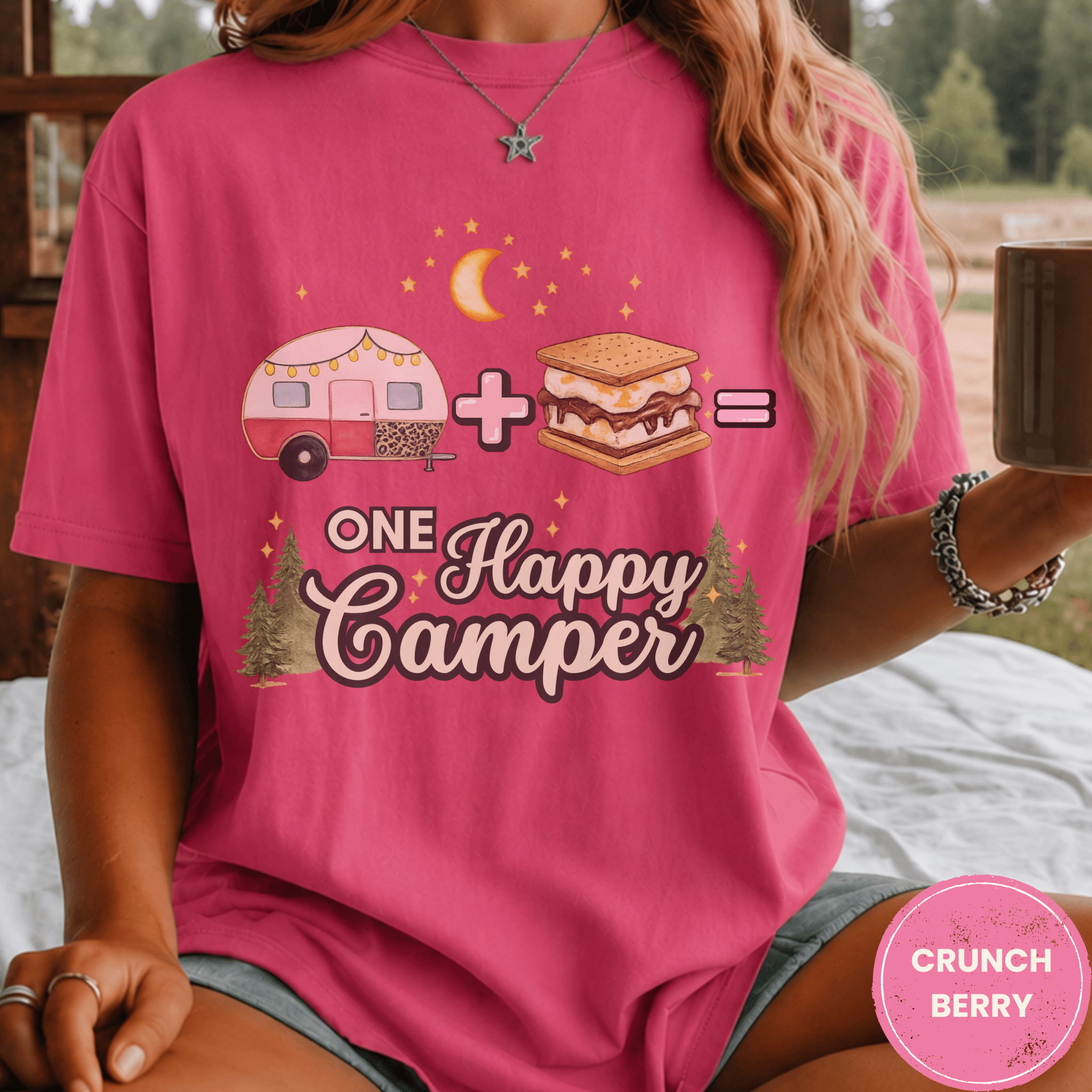 Comfort Colors® Trailer Plus S'Mores Equals One Happy Camper Tee - Deadpan Outdoors Co.
