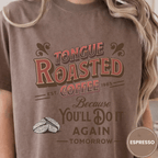 Tongue Roasted Coffee Shirt, Funny Vintage Coffee Tee, Retro Coffee Roaster Logo Shirt, Coffee Lover Gift, Sarcastic Coffee Tee - Deadpan Outdoors Co.