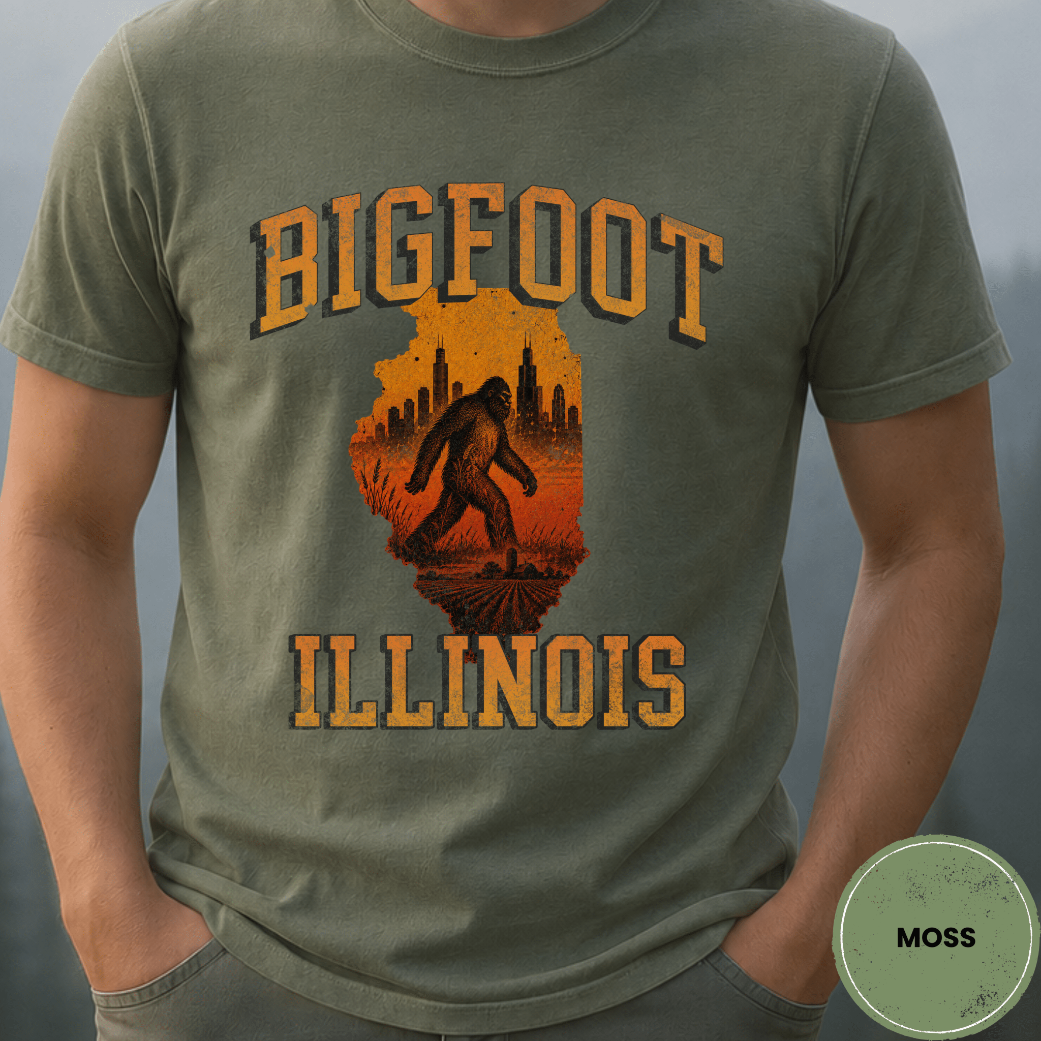 Comfort Colors® Bigfoot Illinois State Tee - Deadpan Outdoors Co.
