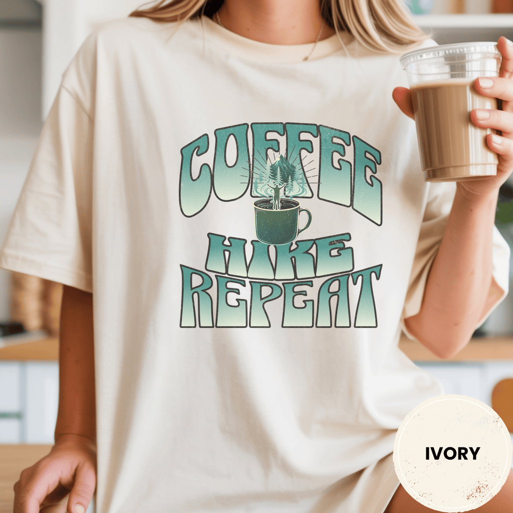 Comfort Colors® Coffee, Hike, Repeat Tee - Deadpan Outdoors Co.