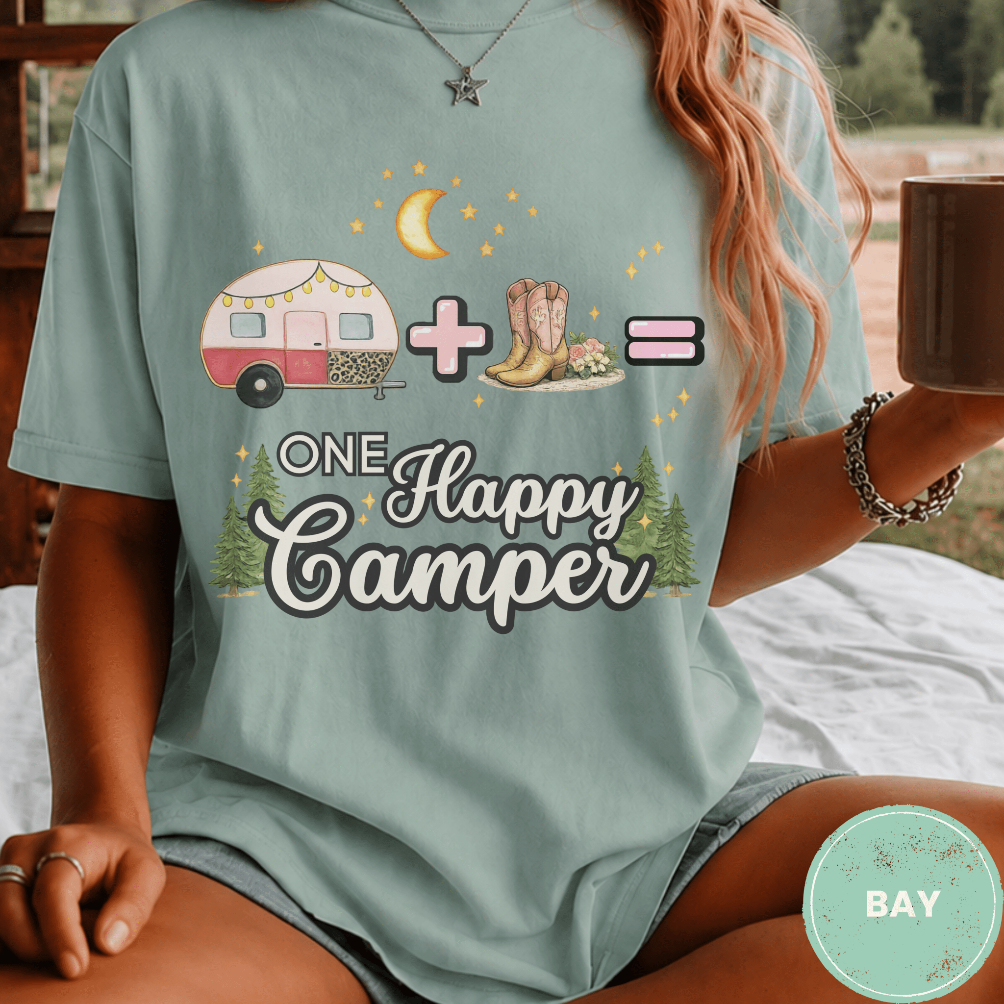 Comfort Colors® Trailer Plus Cowboy Boots Equals One Happy Camper Tee - Deadpan Outdoors Co.