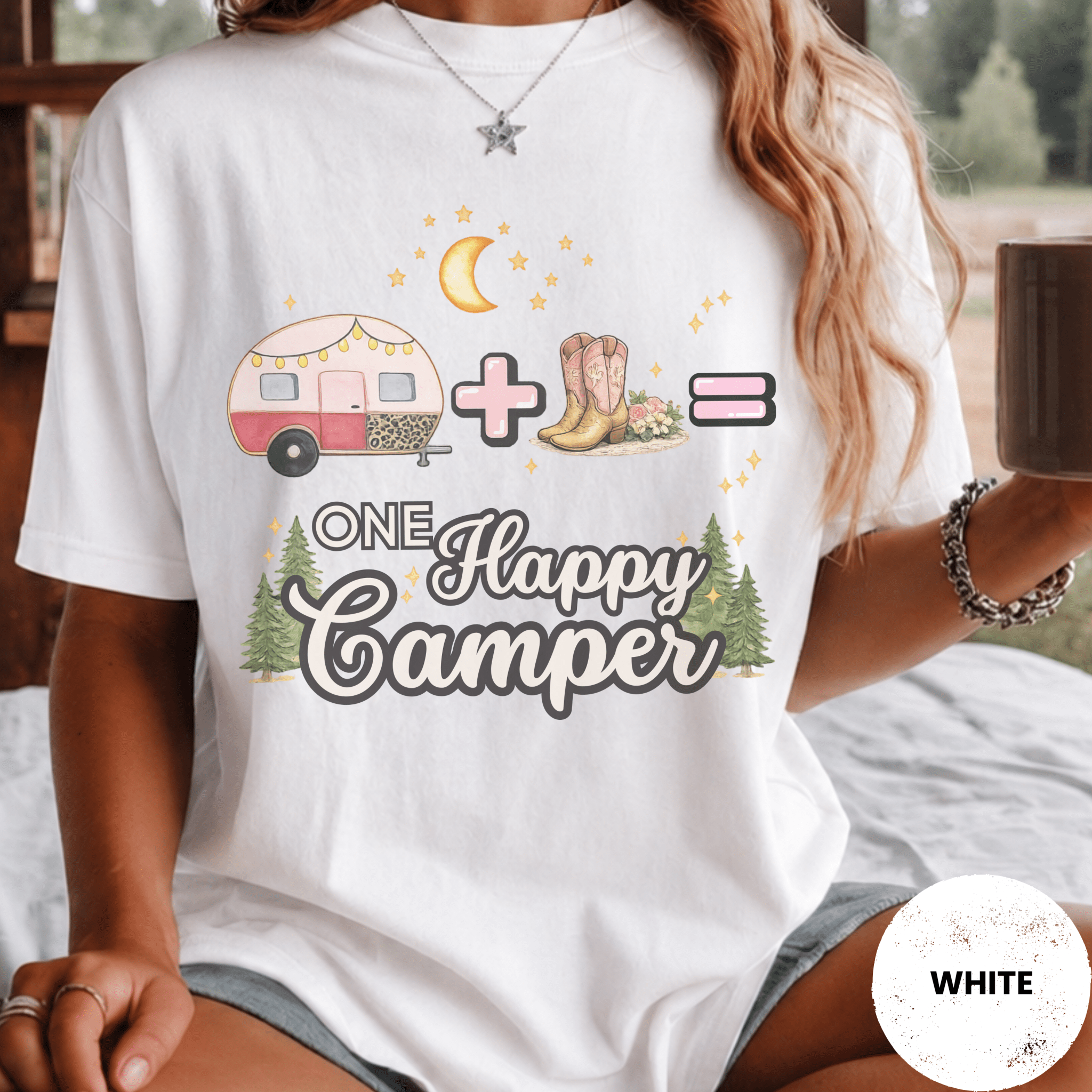 Comfort Colors® Trailer Plus Cowboy Boots Equals One Happy Camper Tee - Deadpan Outdoors Co.