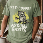 Pre-Coffee Assume Rabies Shirt, Funny Raccoon Coffee Tee, Feral Coffee Addict Gift, Sarcastic Morning Humor Shirt, Trash Panda Tee