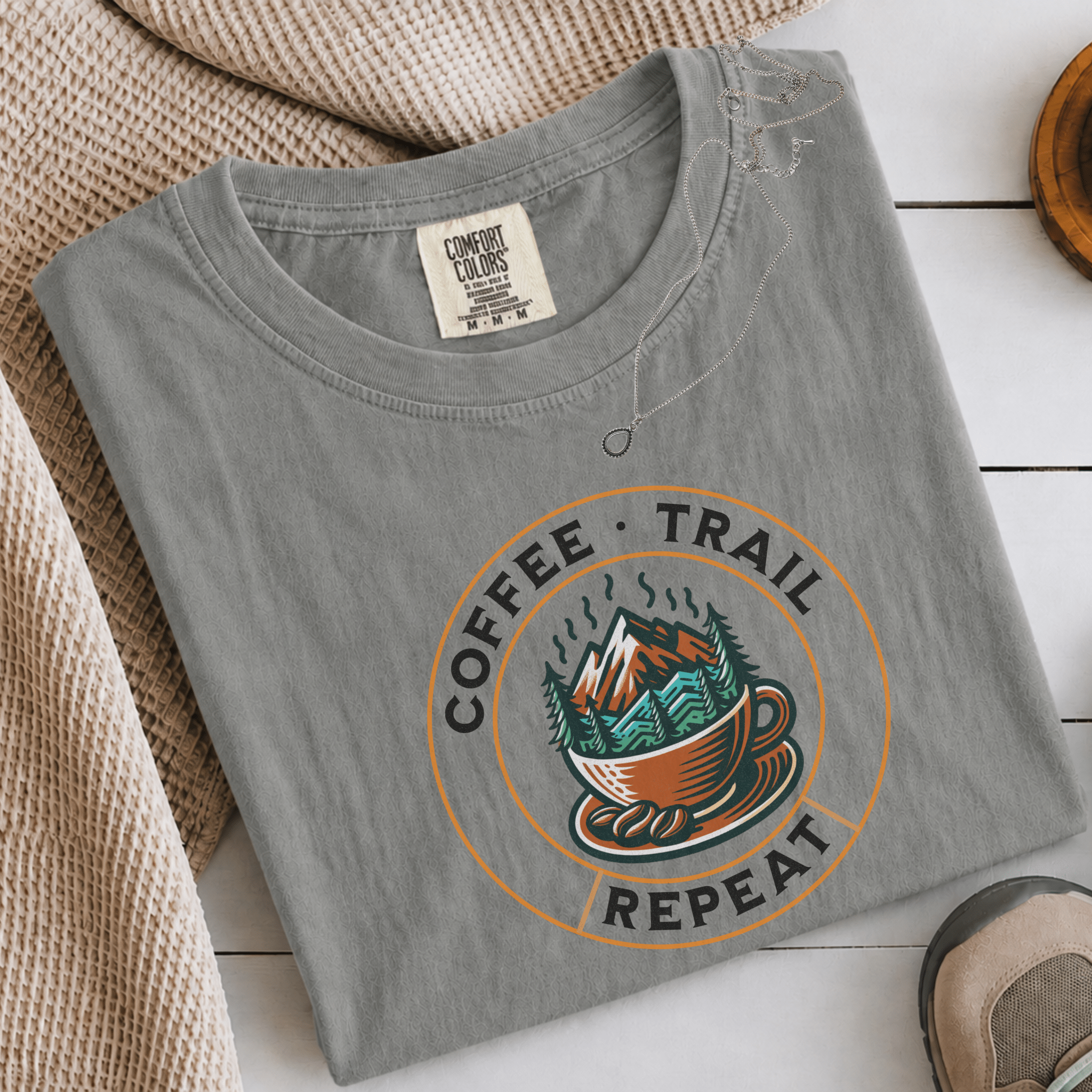 Comfort Colors® Coffee Trail Repeat Tee - Deadpan Outdoors Co.
