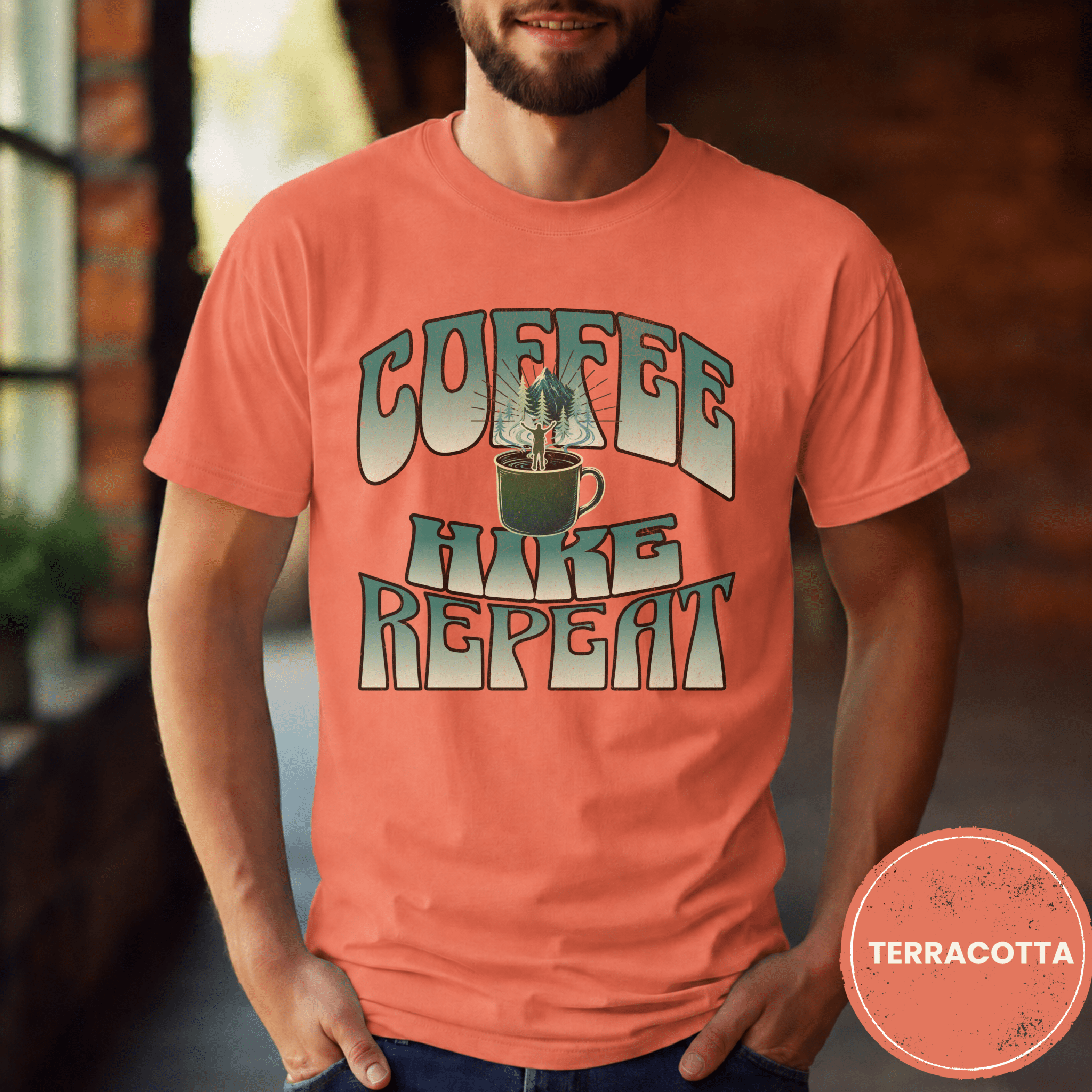 Comfort Colors® Coffee, Hike, Repeat Tee - Deadpan Outdoors Co.