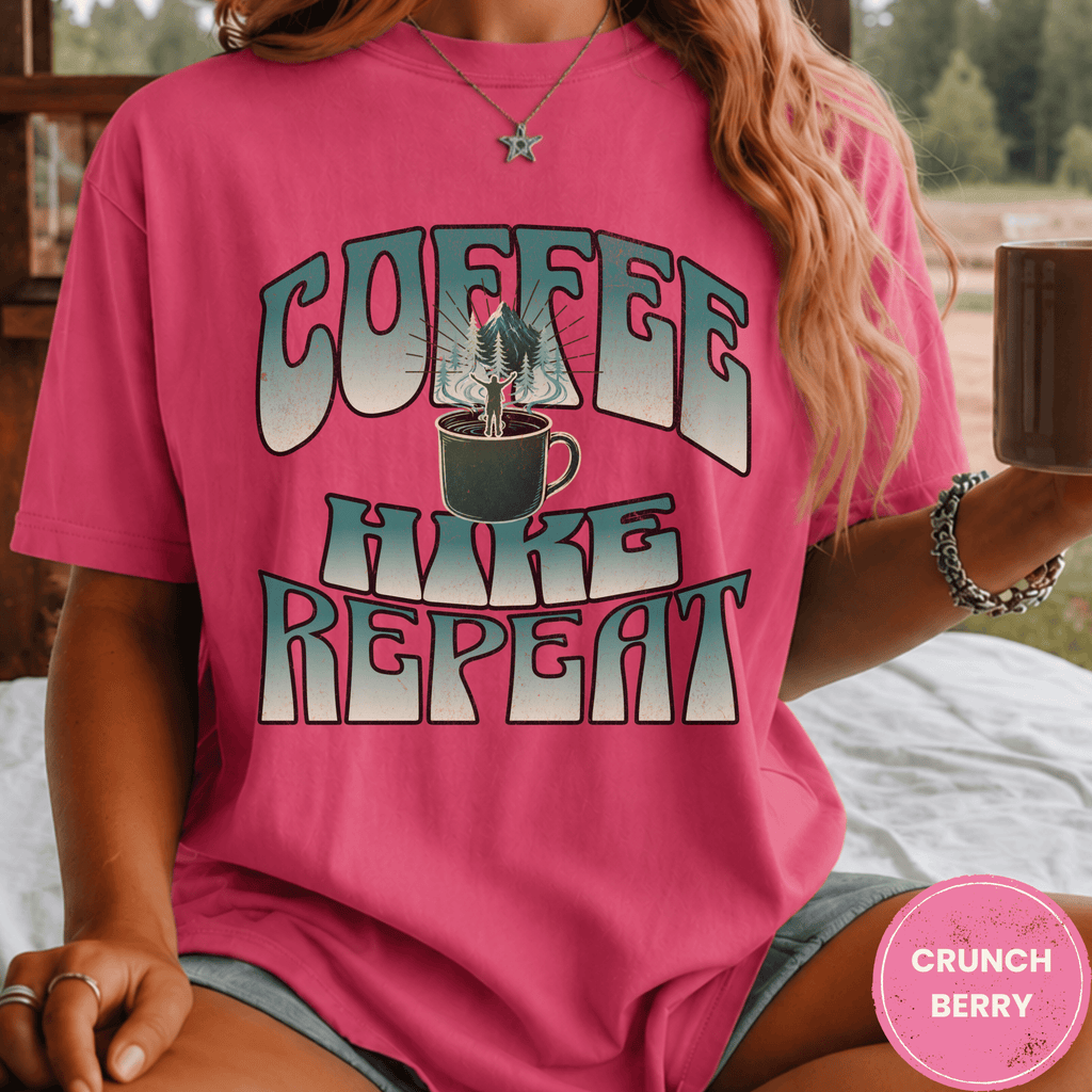 Comfort Colors® Coffee, Hike, Repeat Tee - Deadpan Outdoors Co.