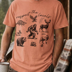 Respect The Locals Bigfoot Shirt, Funny Sasquatch Forest Tee, Woodland Animal Nature Lover Gift, Hiking Shirt, PNW Outdoors Tee