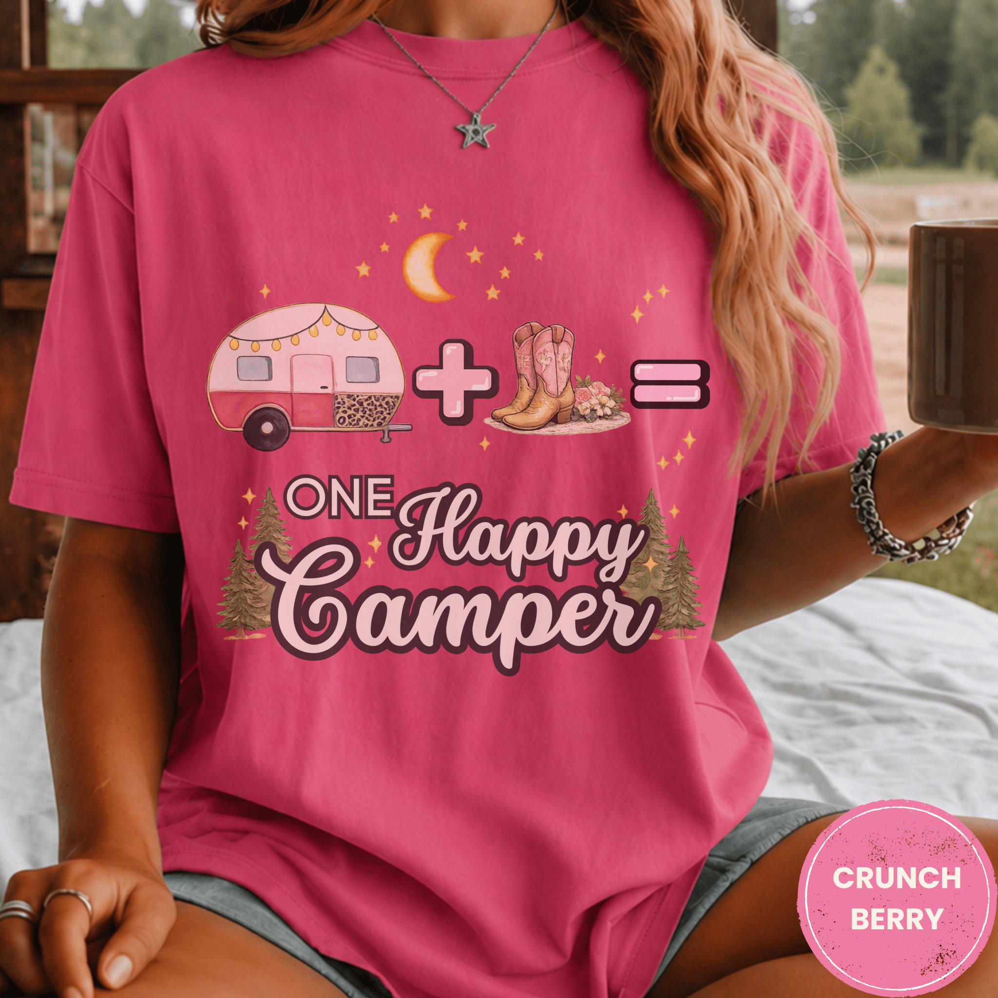 Comfort Colors® Trailer Plus Cowboy Boots Equals One Happy Camper Tee - Deadpan Outdoors Co.