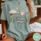 Comfort Colors® Trailer Plus Coffee Equals One Happy Camper Tee - Deadpan Outdoors Co.