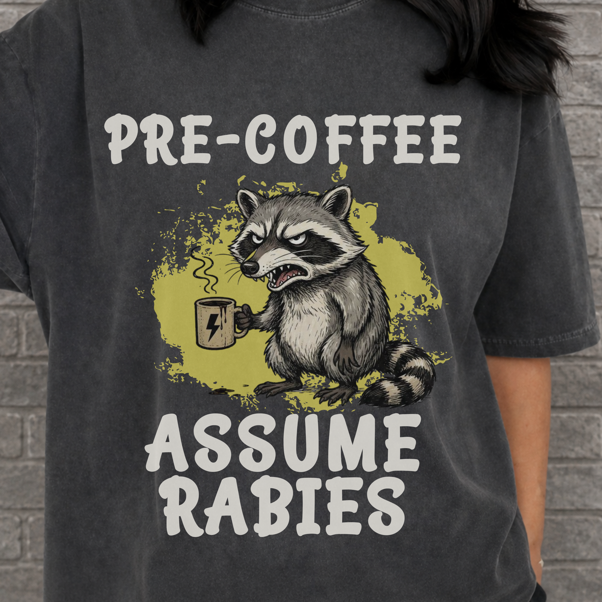 Pre-Coffee Assume Rabies Shirt, Funny Raccoon Coffee Tee, Feral Coffee Addict Gift, Sarcastic Morning Humor Shirt, Trash Panda Tee