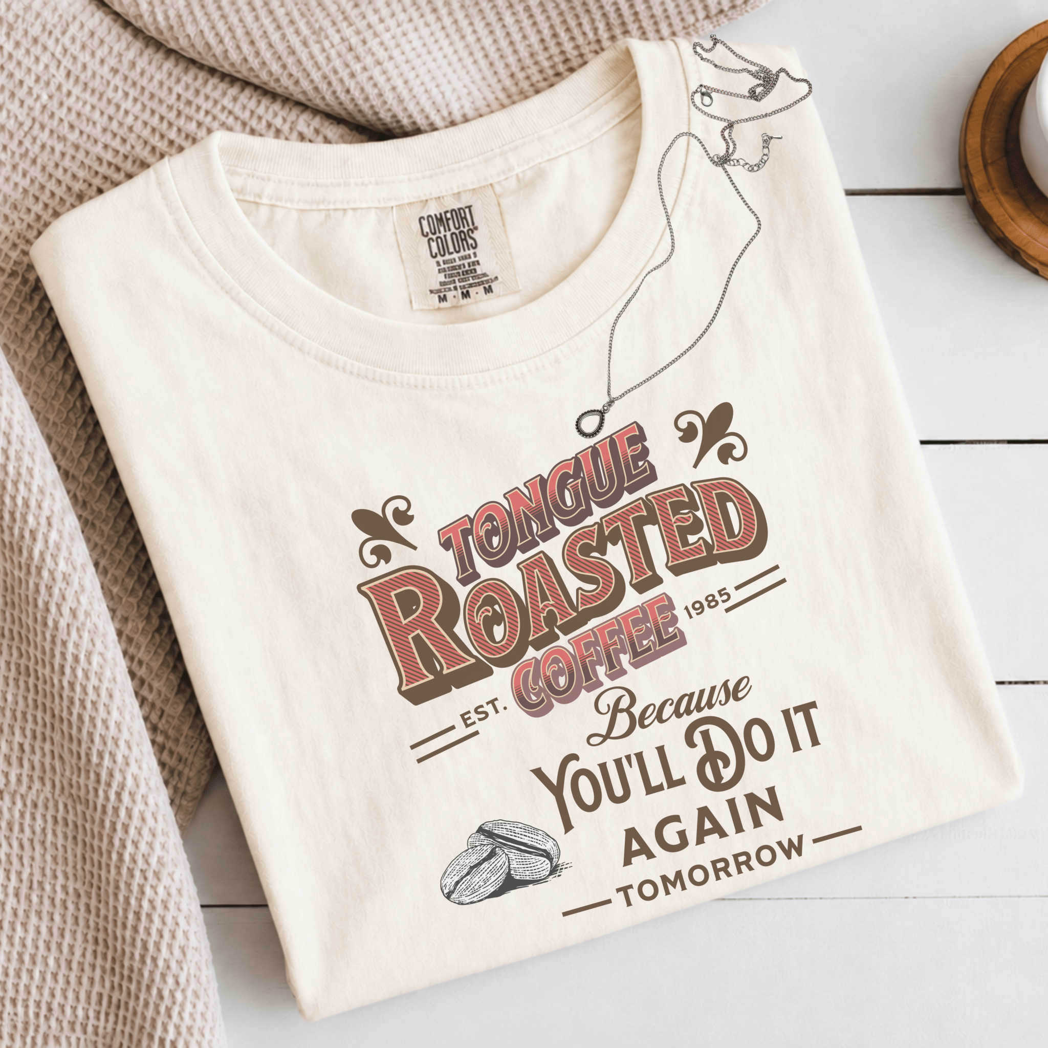 Tongue Roasted Coffee Shirt, Funny Vintage Coffee Tee, Retro Coffee Roaster Logo Shirt, Coffee Lover Gift, Sarcastic Coffee Tee - Deadpan Outdoors Co.