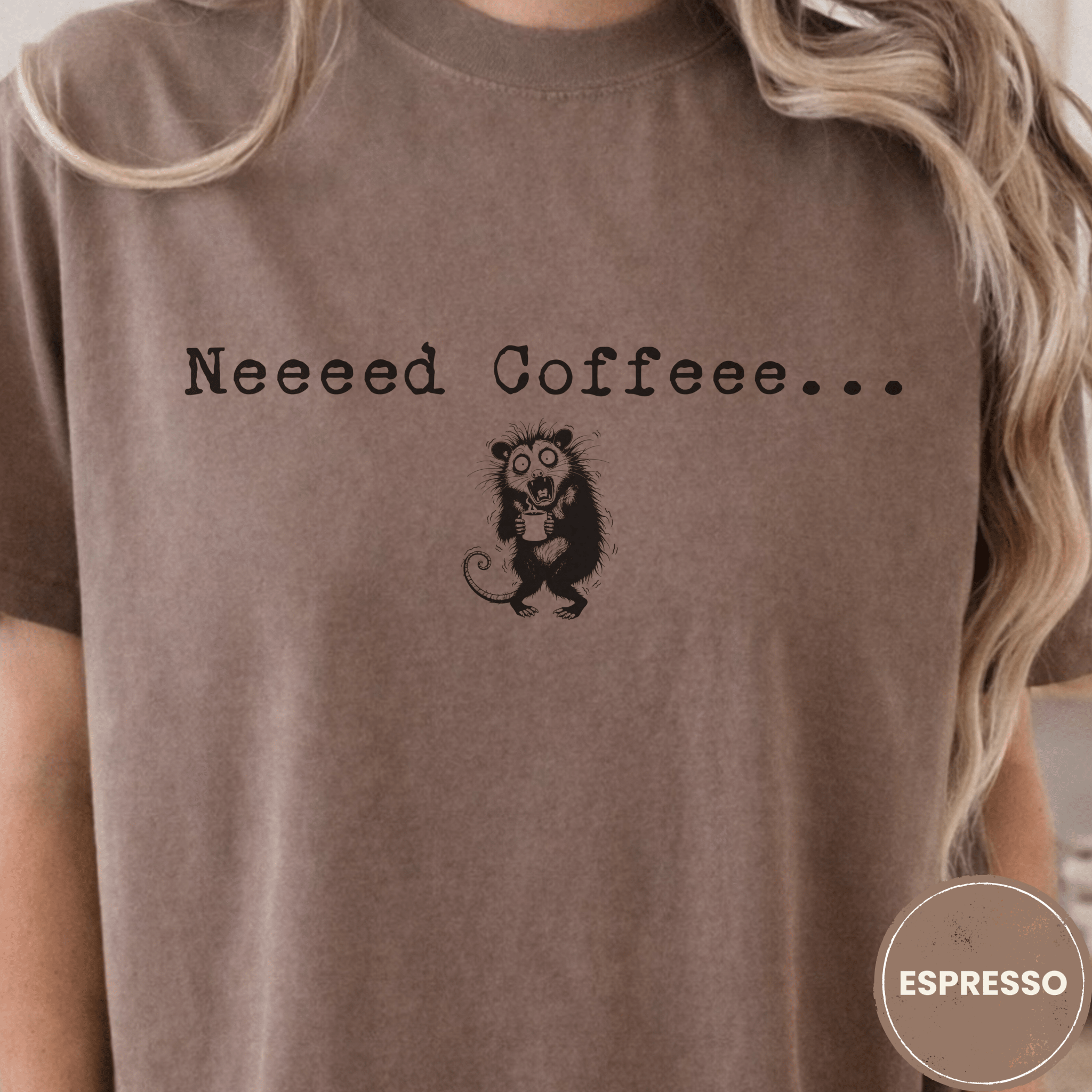Funny Possum Coffee Shirt, Need Coffee Shaky Possum Tee, Caffeine Addict Gift, Sarcastic Coffee Lover Gift, Tired Mom Coffee Shirt - Deadpan Outdoors Co.