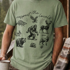 Respect The Locals Bigfoot Shirt, Funny Sasquatch Forest Tee, Woodland Animal Nature Lover Gift, Hiking Shirt, PNW Outdoors Tee