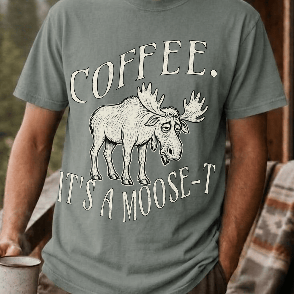 Funny Moose Coffee Shirt, Coffee Its A Moose-T Tee, Moose Lover Gift, Sarcastic Coffee Lover Gift, Camping Outdoors Coffee Shirt - Deadpan Outdoors Co.