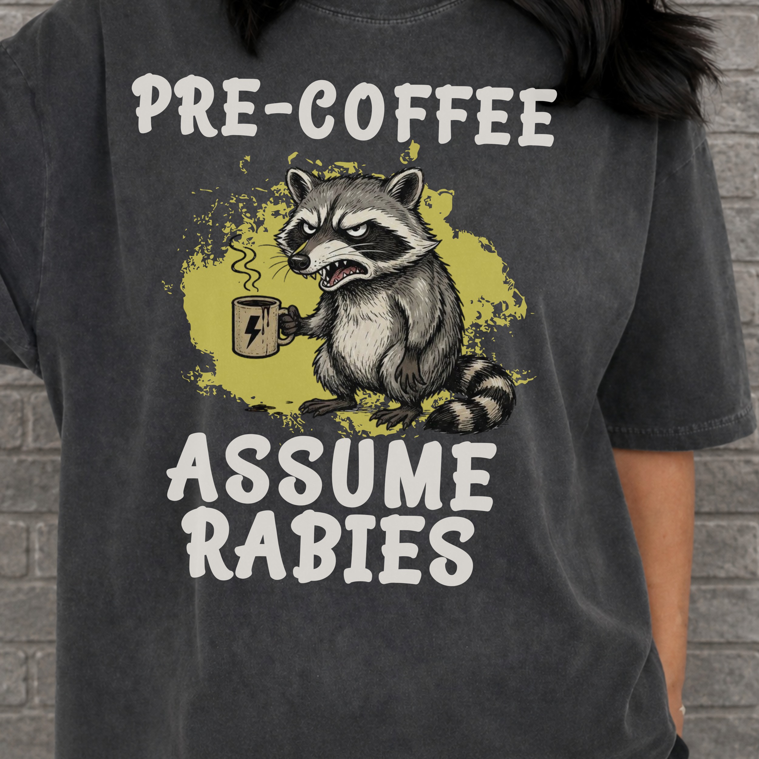 Pre-Coffee Assume Rabies Shirt, Funny Raccoon Coffee Tee, Feral Coffee Addict Gift, Sarcastic Morning Humor Shirt, Trash Panda Tee