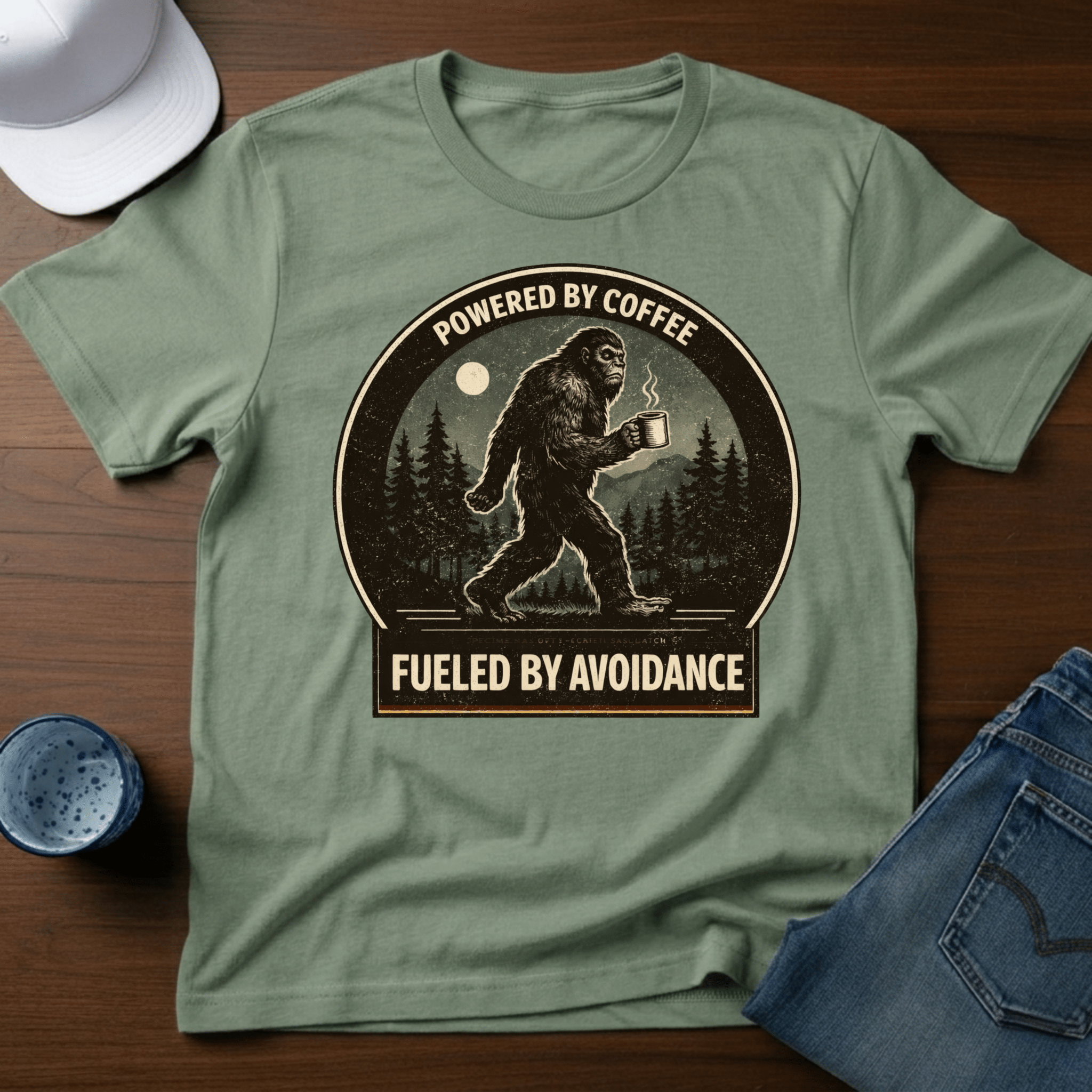 Powered By Coffee Fueled By Avoidance T-Shirt - Deadpan Outdoors Co.