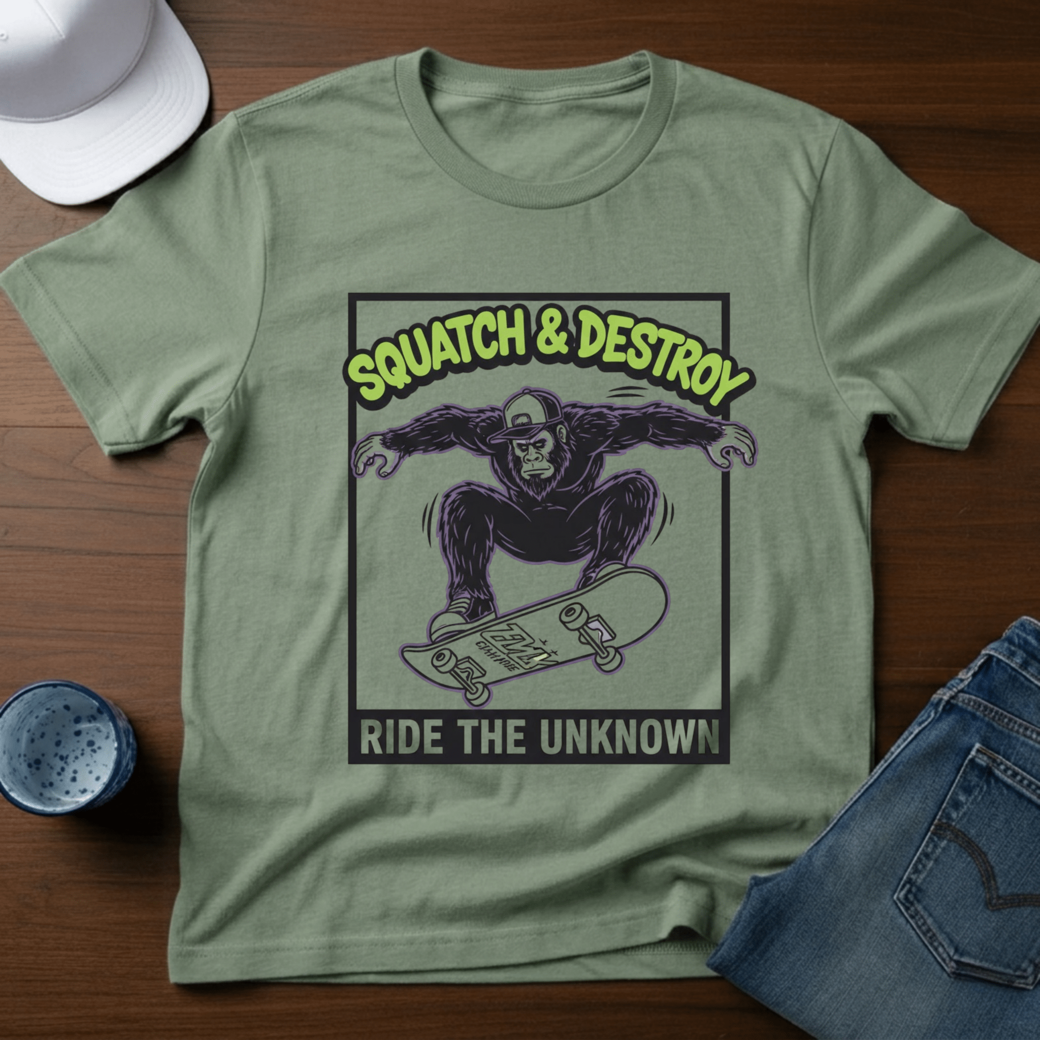 Squatch & Destroy Ride The Unknown T-Shirt - Deadpan Outdoors Co.