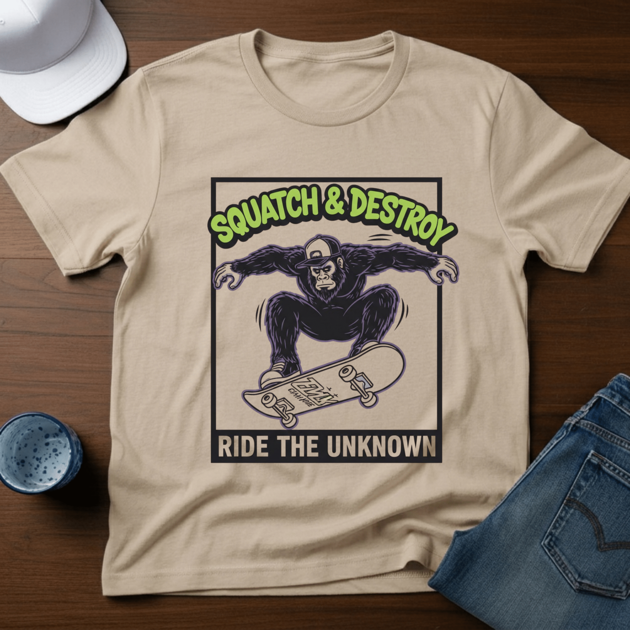 Squatch & Destroy Ride The Unknown T-Shirt - Deadpan Outdoors Co.