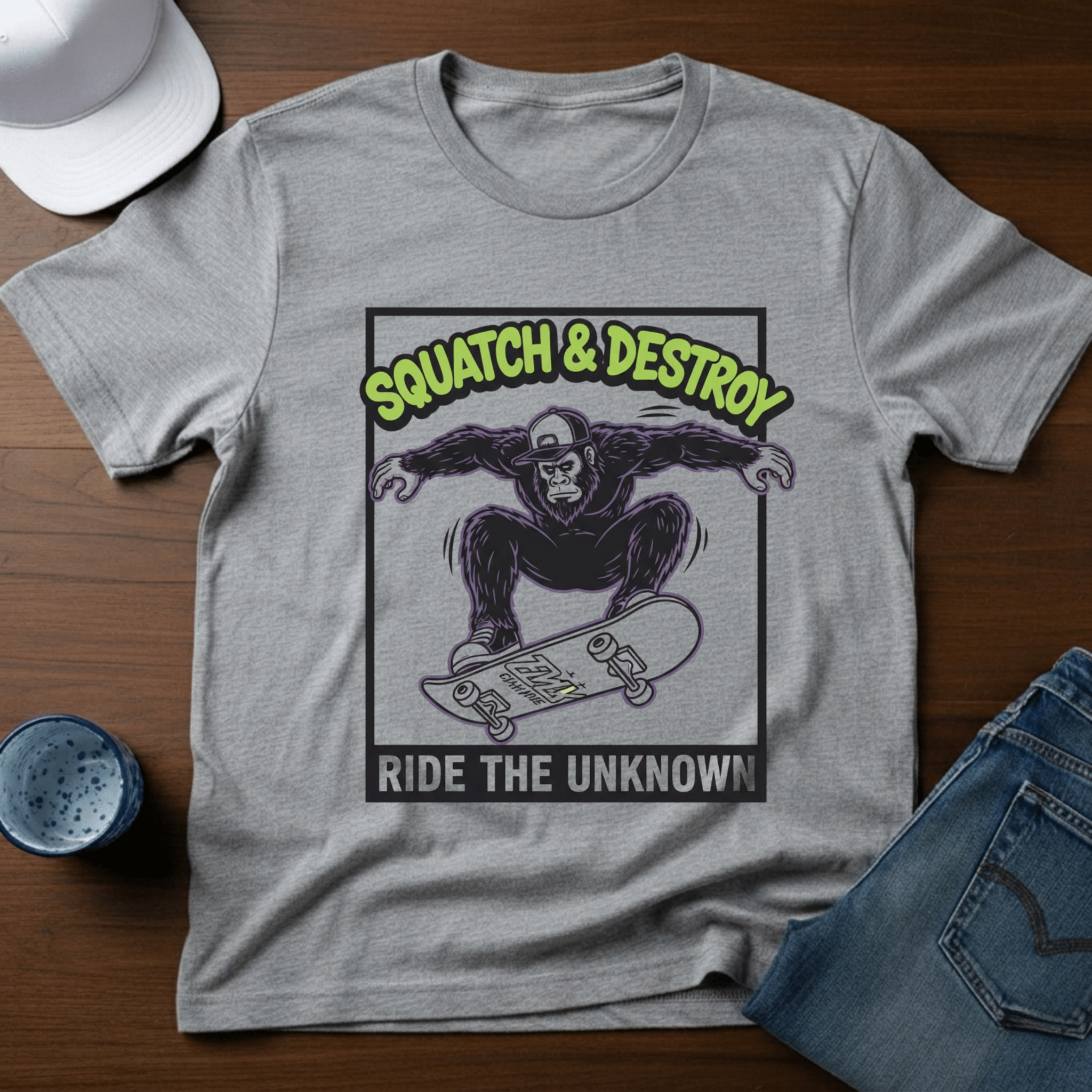 Squatch & Destroy Ride The Unknown T-Shirt - Deadpan Outdoors Co.