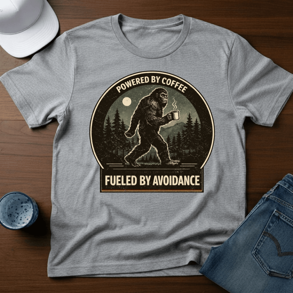 Powered By Coffee Fueled By Avoidance T-Shirt - Deadpan Outdoors Co.