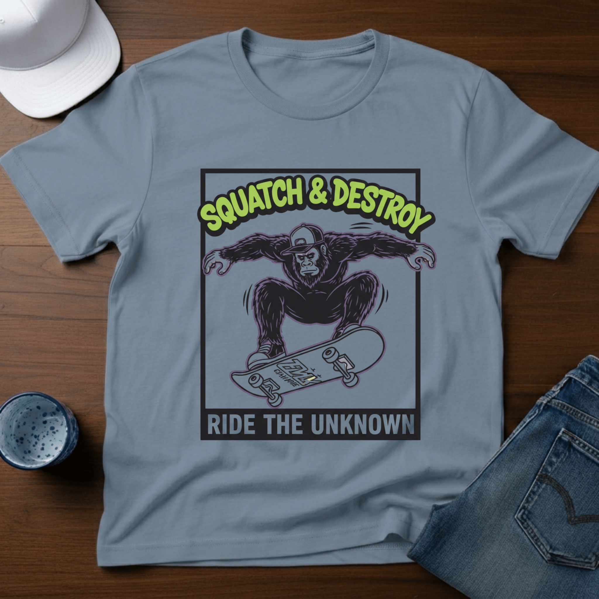 Squatch & Destroy Ride The Unknown T-Shirt - Deadpan Outdoors Co.