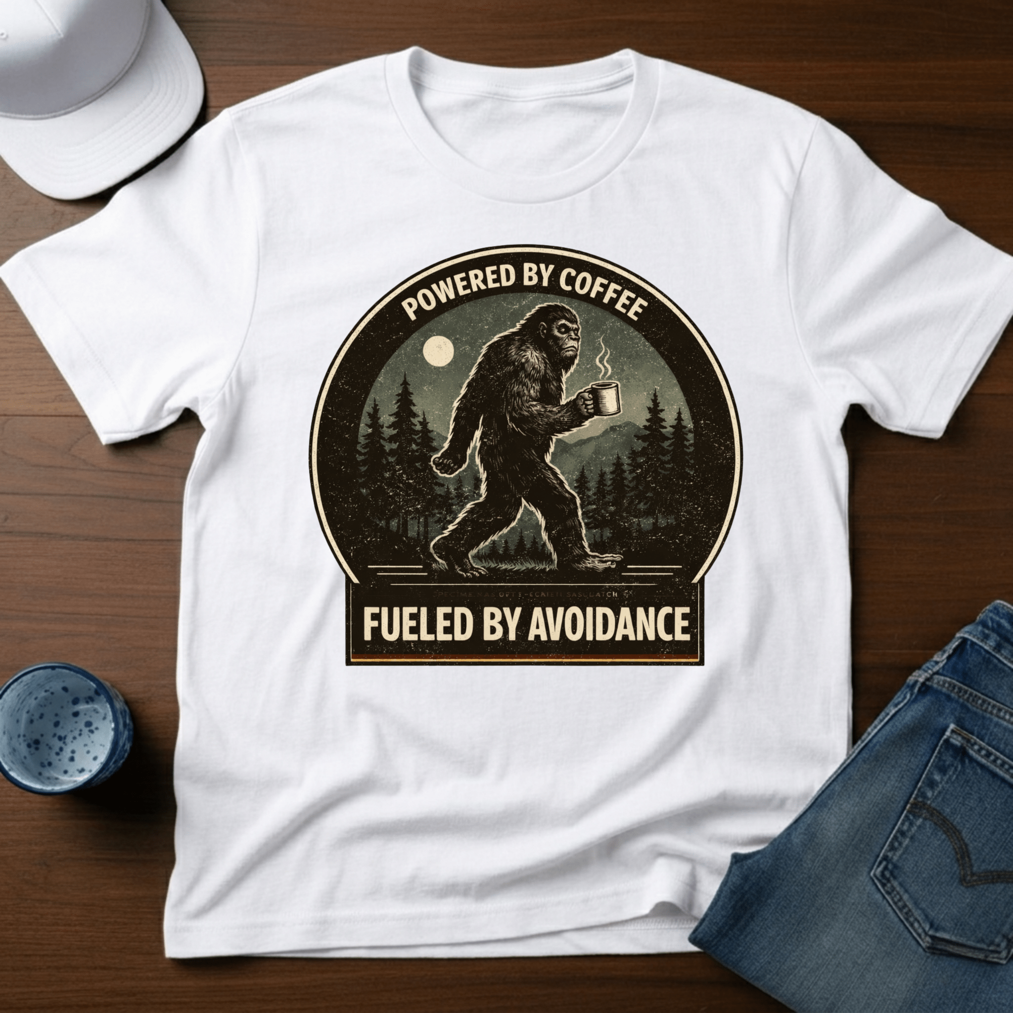 Powered By Coffee Fueled By Avoidance T-Shirt - Deadpan Outdoors Co.