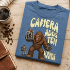 Funny Bigfoot Shirt, Camera Adds Ten Pounds Sasquatch Tee, Sarcastic Bigfoot Believer Gift, Cryptid Humor Shirt, Hiking Gift for Him - Deadpan Outdoors Co.