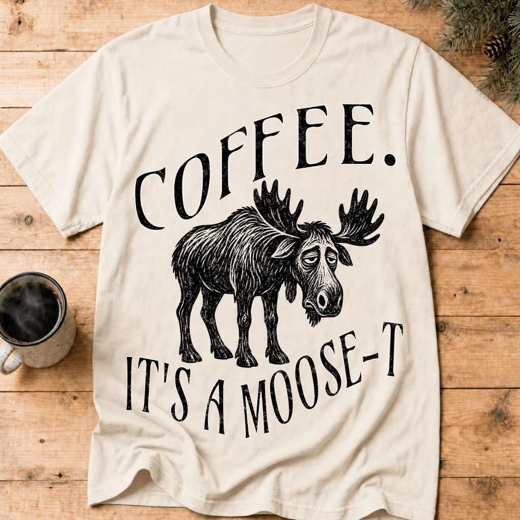 Funny Moose Coffee Shirt, Coffee Its A Moose-T Tee, Moose Lover Gift, Sarcastic Coffee Lover Gift, Camping Outdoors Coffee Shirt - Deadpan Outdoors Co.