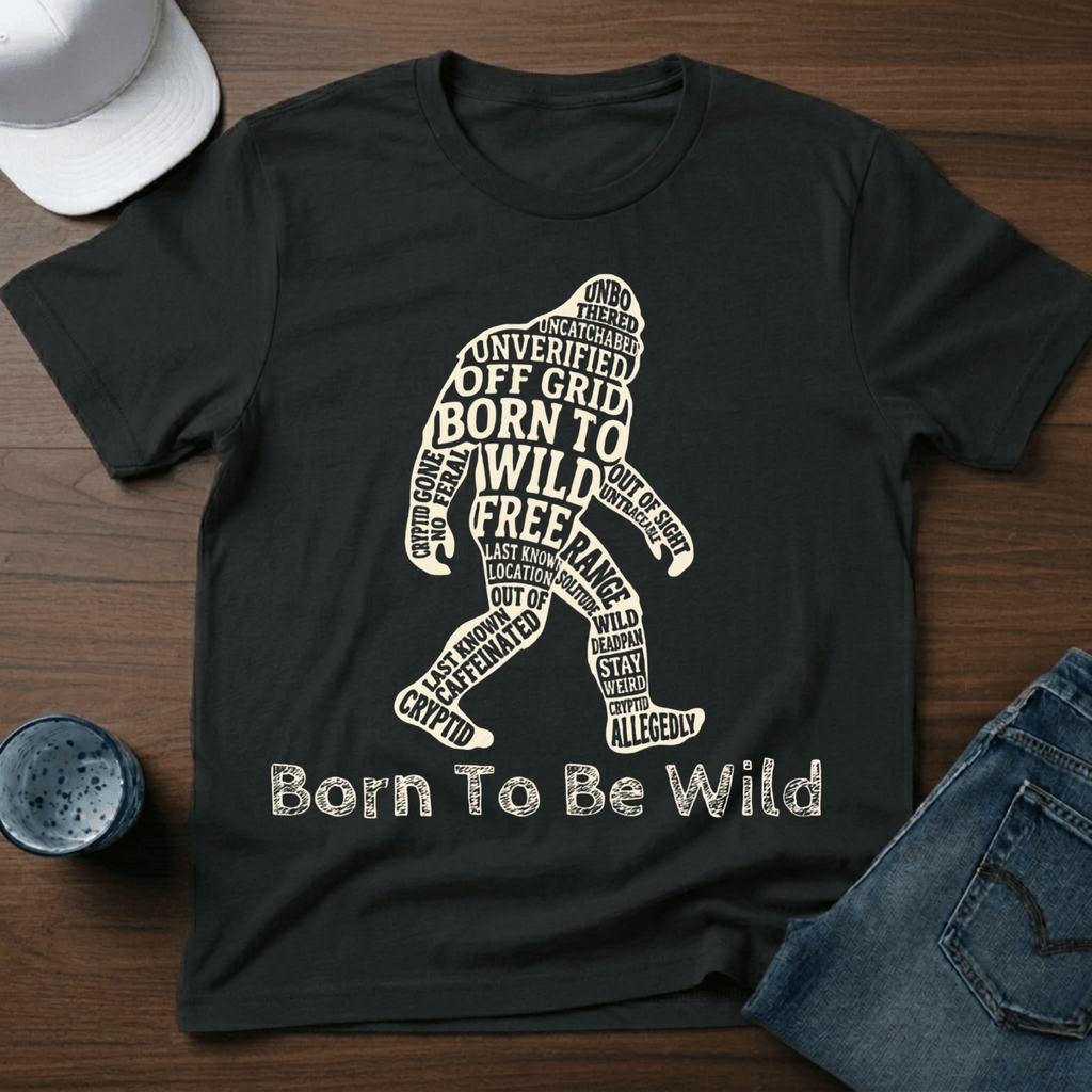 Born To Be Wild - Bigfoot T-Shirt - Deadpan Outdoors Co.