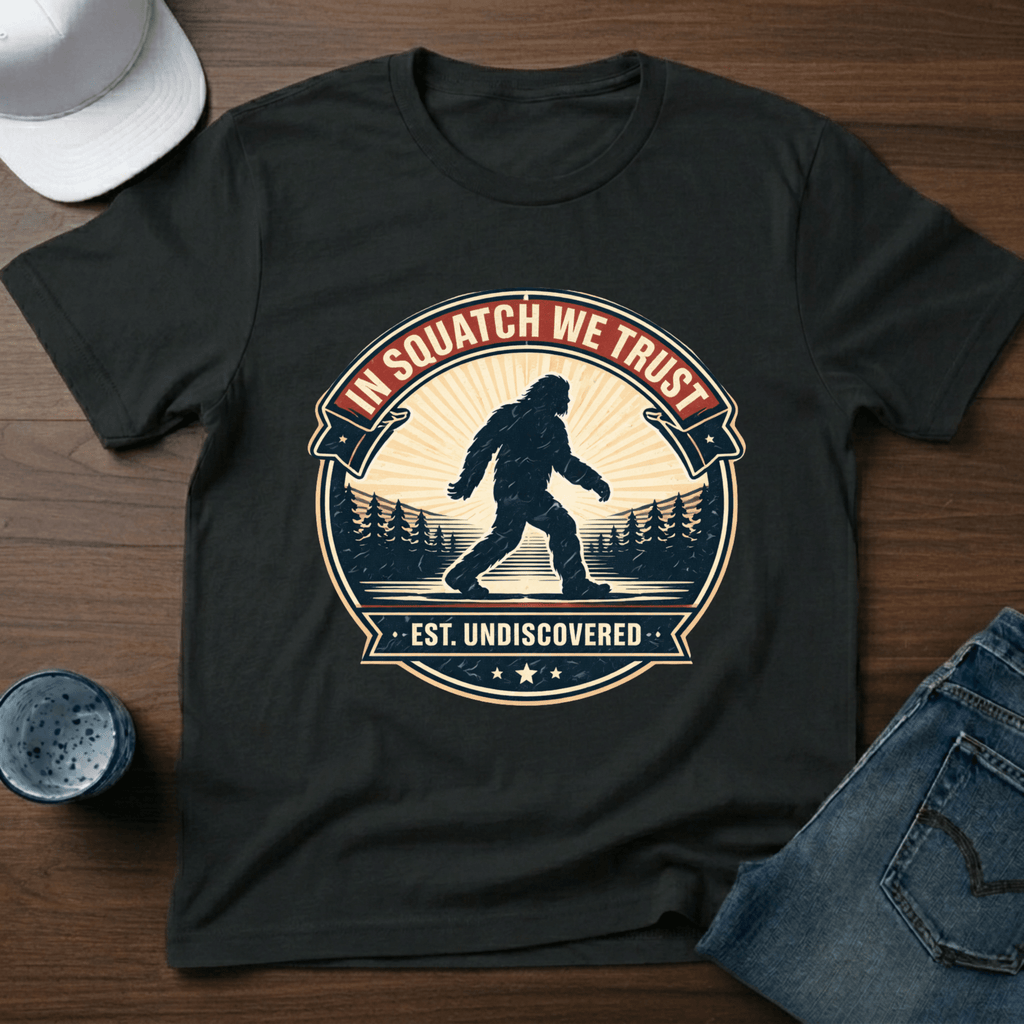 In Squatch We Trust T-Shirt - Deadpan Outdoors Co.