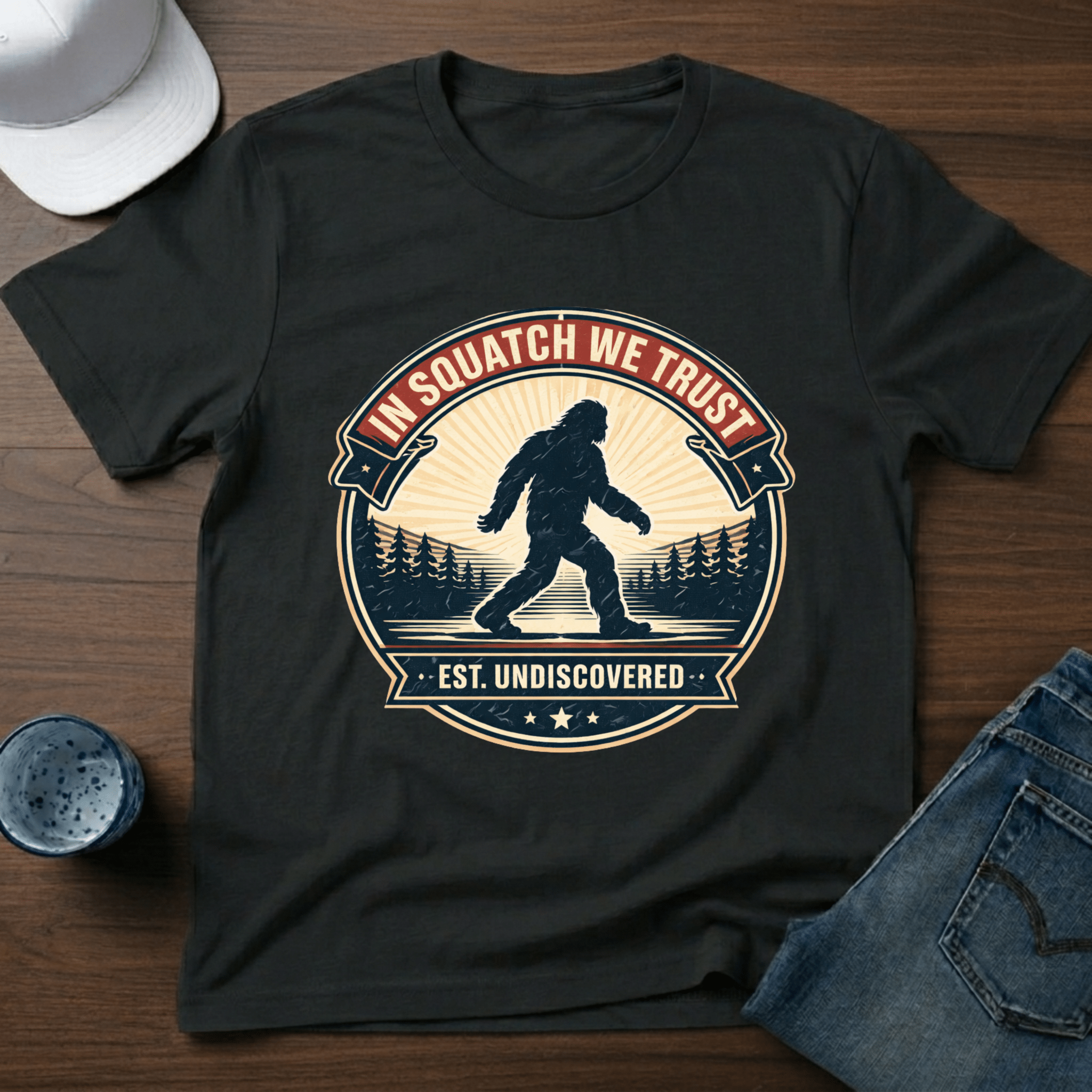 In Squatch We Trust T-Shirt - Deadpan Outdoors Co.