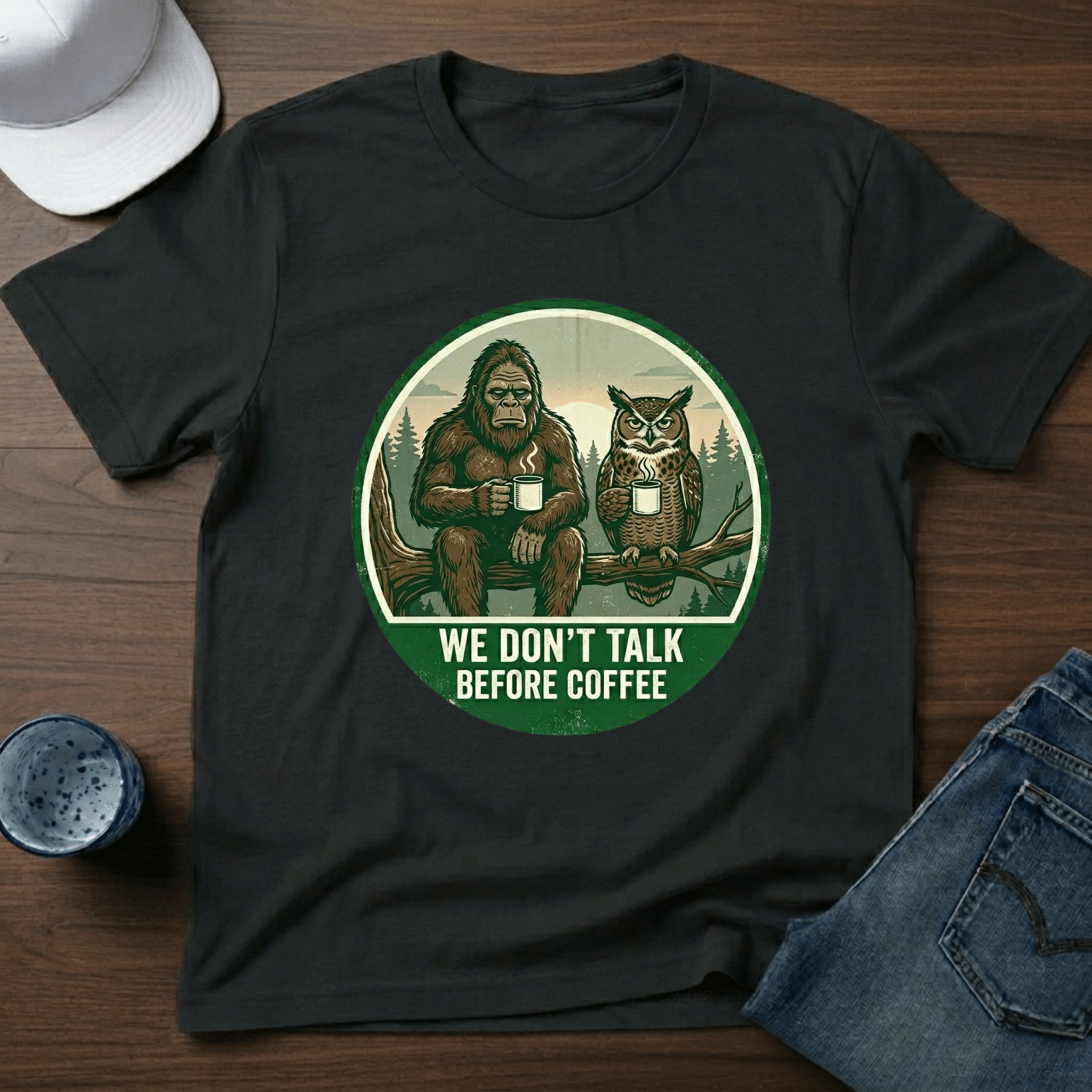 We Don't Talk Before Coffee T-Shirt - Deadpan Outdoors Co.