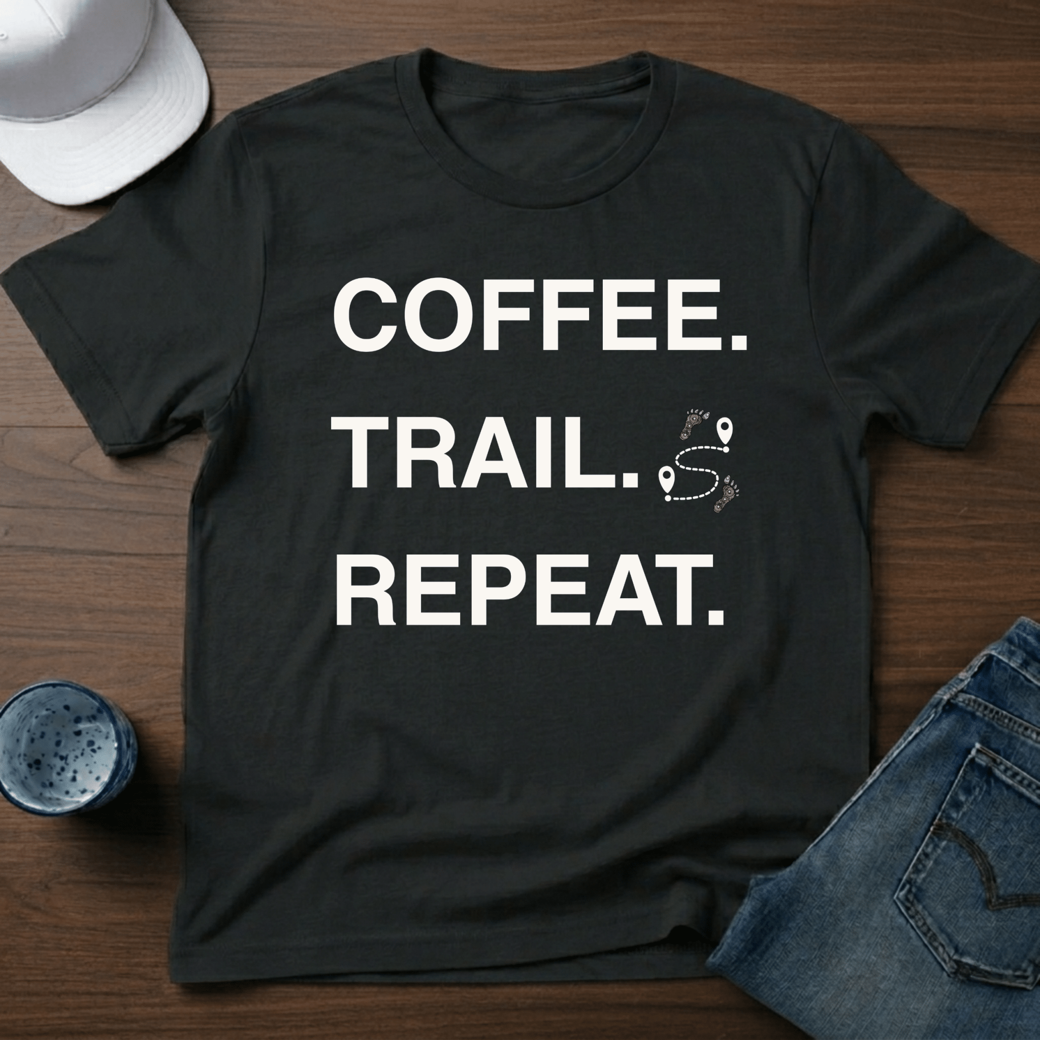 Coffee. Trail. Repeat. T-Shirt - Deadpan Outdoors Co.
