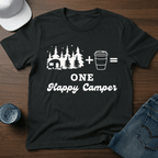 Trailer In Trees + Coffee=One Happy Camper T-Shirt - Deadpan Outdoors Co.