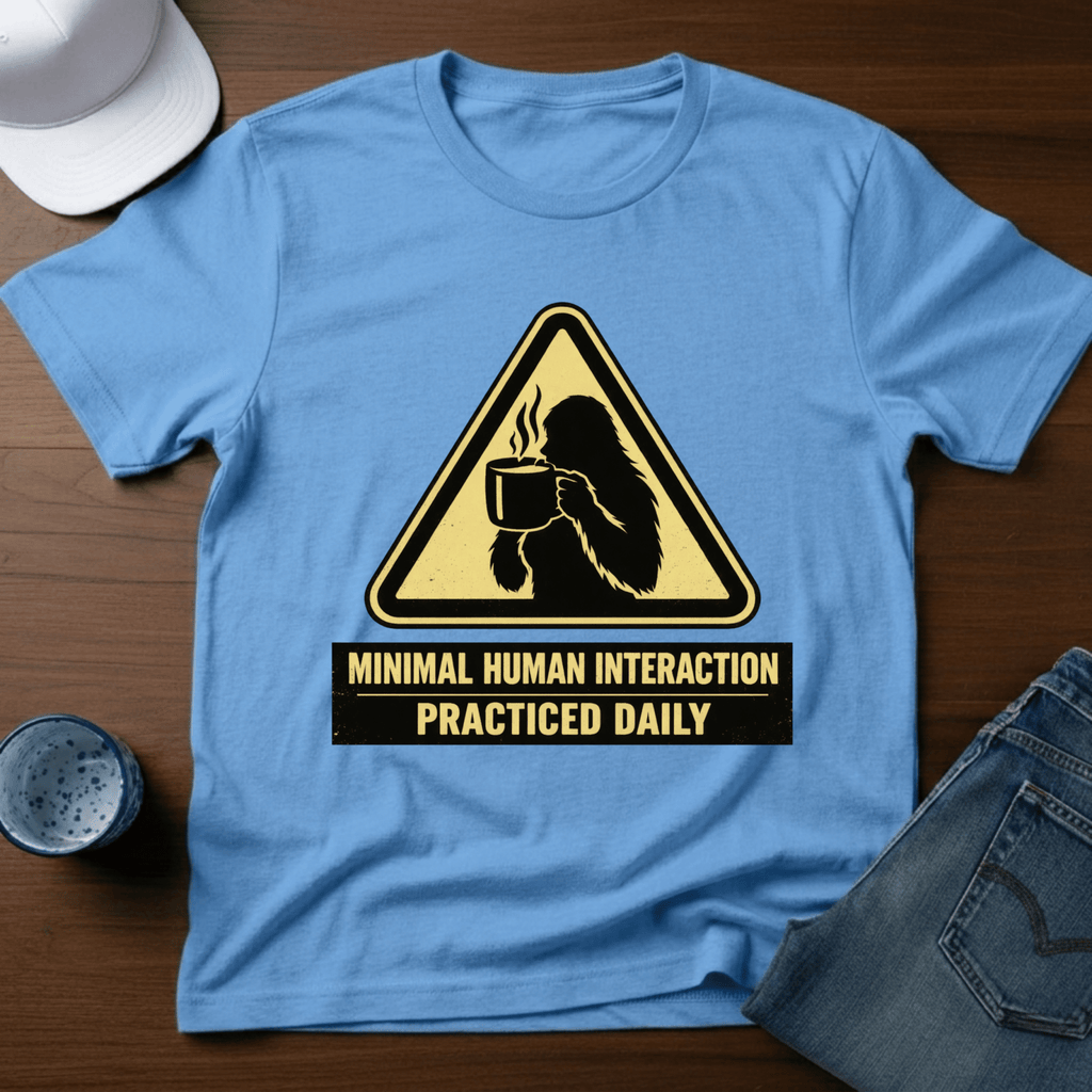 Minimal Human Interaction Practiced Daily - Female Bigfoot T-Shirt - Deadpan Outdoors Co.